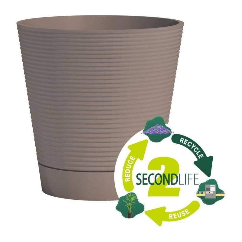 Pot réserve d'eau - GARDEN ID - Green Care Sense Taupe 30 cm - Garanti 10ans - 100% recyclé