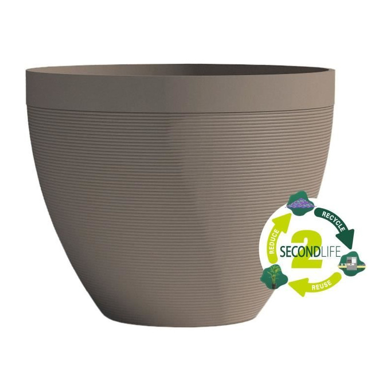 Pot de fleurs - GARDEN ID - Green Care Impact Taupe - 30 x 26 cm - Garanti 10ans - 100% recyclé - Résistant UV/gel