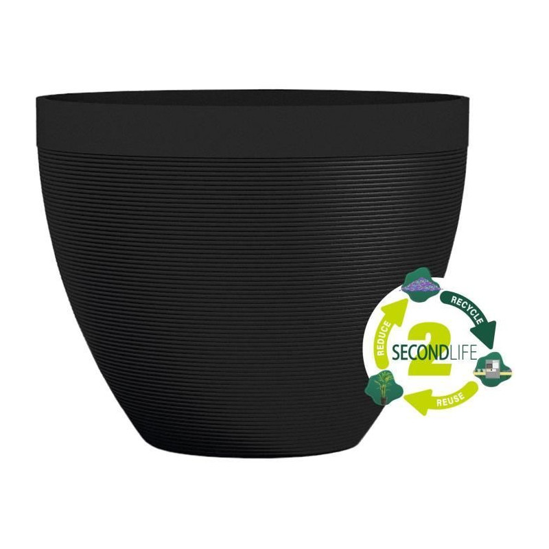 Pot de fleurs - GARDEN ID - Green Care Impact Noir-Anth - 30 x 26 cm - Garanti 10ans - 100% recyclé - Résistant UV/gel