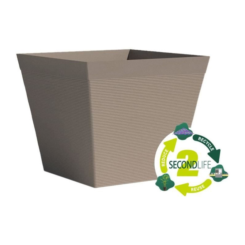 Pot carré - GARDEN ID - Green Care Impact Taupe - 29 x 26 cm - Garanti 10ans - 100% recyclé - UV/gel résistant