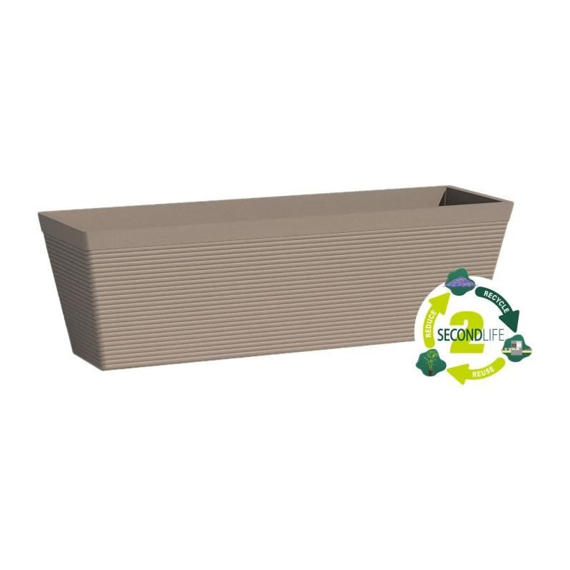 Jardiniere - GARDEN ID - Green Care Impact Taupe - 50 x 16 x 16 cm - Garanti 10ans - 100% recyclé - UV/gel résistant