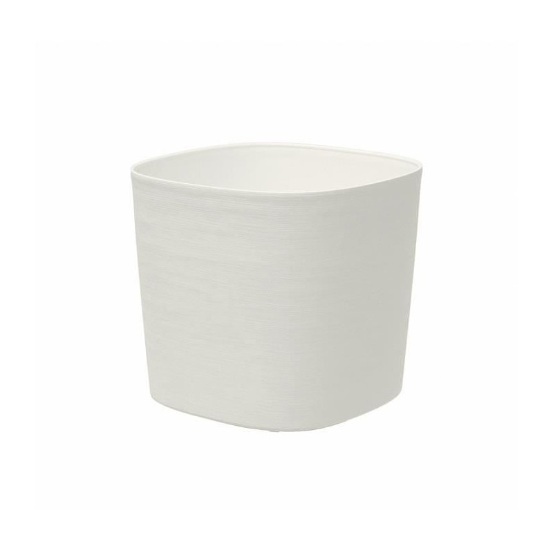 Pot avec réserve d'eau - GARDEN ID Respect - Blanc 20 x 20 cm - avec 100% déchets ménagers et 100% recyclable - Surface struc