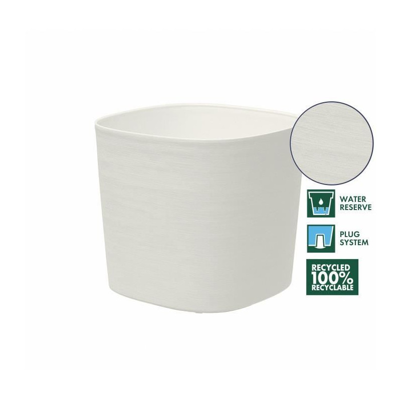 Pot avec réserve d'eau - GARDEN ID Respect - Blanc 20 x 20 cm - avec 100% déchets ménagers et 100% recyclable - Surface struc