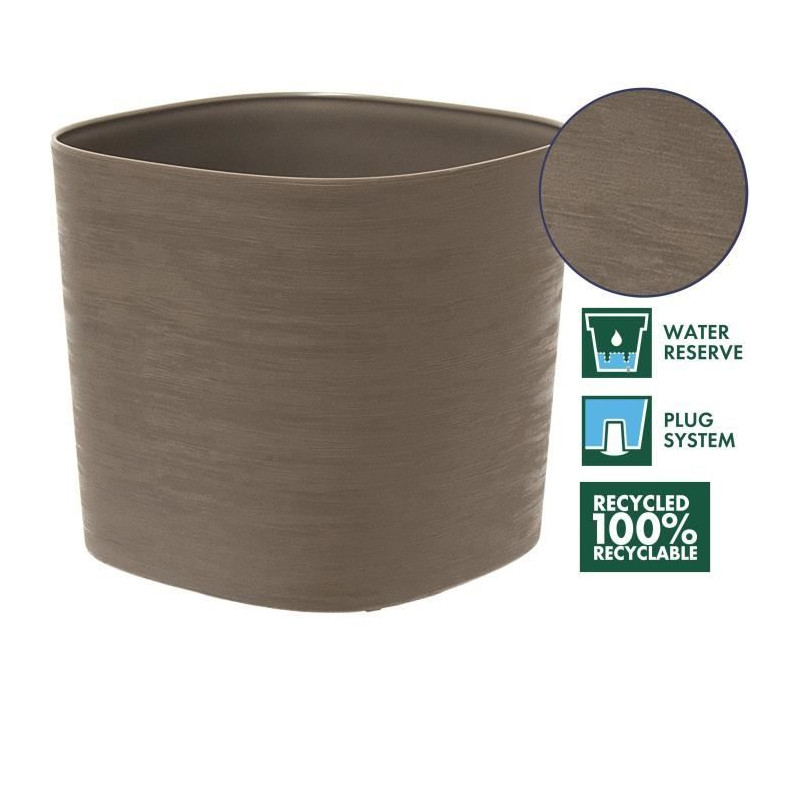 Pot avec réserve d'eau - GARDEN ID Respect - Taupe 20 x 20 cm - 100% déchets ménagers - 100% recyclable - Surface structurée