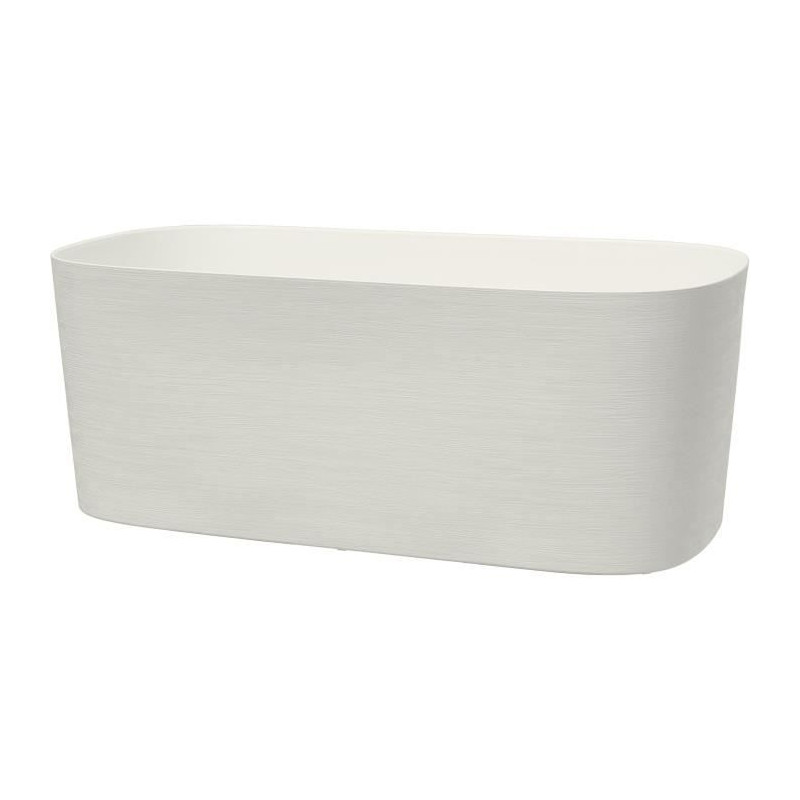 Jardiniere avec réserve d'eau - GARDEN ID Respect - Blanc 50 x 17 cm - 100% déchets ménagers - 100% recyclable - Surface stru