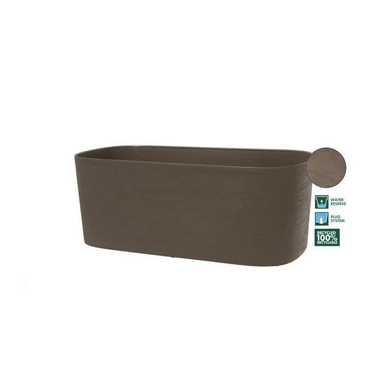 Jardiniere avec réserve d'eau - GARDEN ID Respect - Taupe 50 x 17 cm - 100% déchets ménagers - 100% recyclable - Surface stru