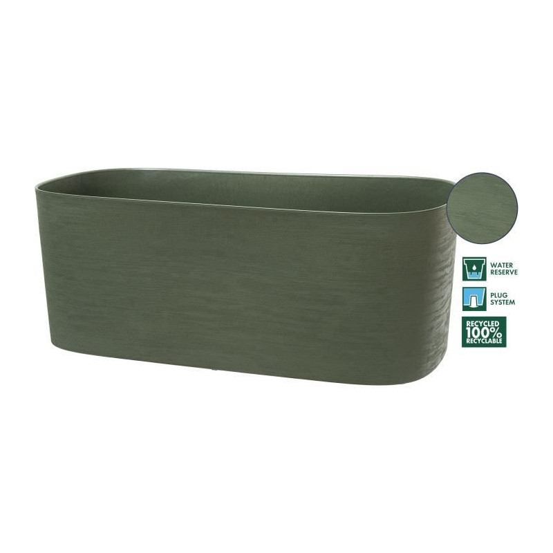 Jardiniere + réserve eau - GARDEN ID Respect - Vert de gris 50 x 17 cm - 100% déchets ménagers - 100% recyclable