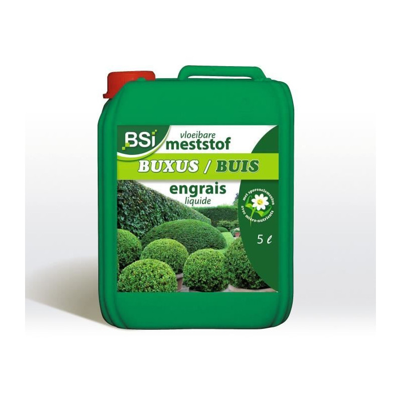 BSI - Engrais Minéral Pour Buis - Pour Les Especes De Buis - Oligo-Eléments Soluble Dans l'Eau - 5L