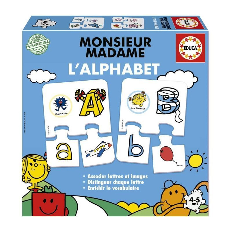 Jeu d'apprentissage - EDUCA - Monsieur Madame - Alphabet