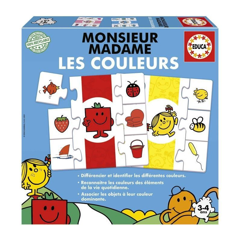 Jeu d'apprentissage - EDUCA - Monsieur Madame - Les Couleurs