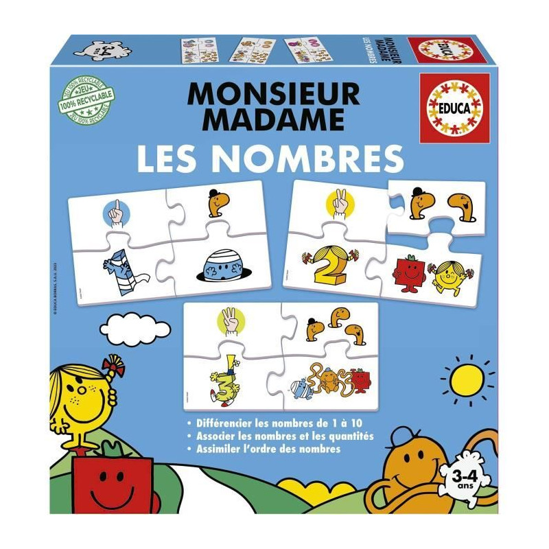 Jeu d'apprentissage - EDUCA - Monsieur Madame - Les Nombres