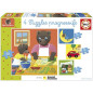 Puzzle - EDUCA - Petit Ours Brun : 4 puzzles progressifs pour enfants de 12 a 25 pieces des 3 ans