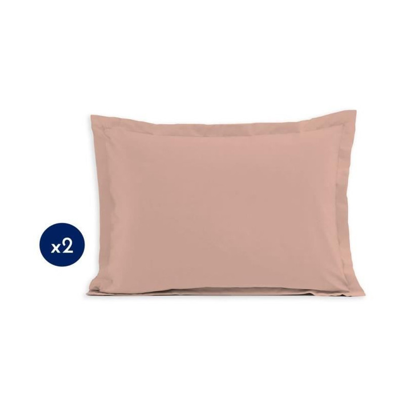 Lot de 2 taies d'oreiller - LOVELY HOME - LH71619 - 60 x 80 cm - Rose