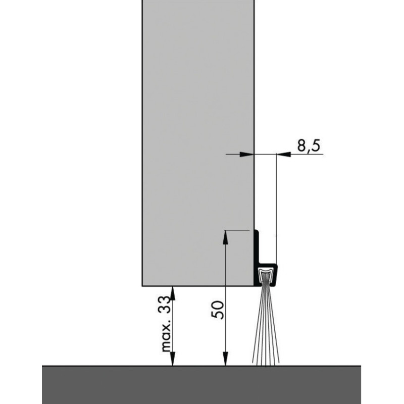 Bas de porte aluminiumà brosse IBS50 300cm ELLEN 0308103D