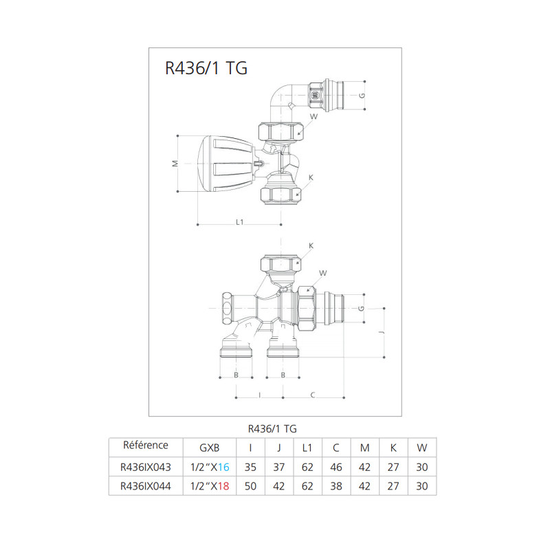 Robinet de radiateur monotube équerre 1 2 D16 GIACOMINI R436IX043