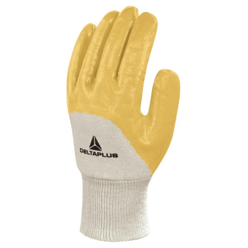 Gant de travail NI015 en coton enduit nitrile écru jaune T8 DELTA PLUS NI01508