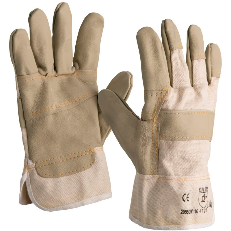 Gants docker cuir fleur d ameublement marron beige T10 2055DW