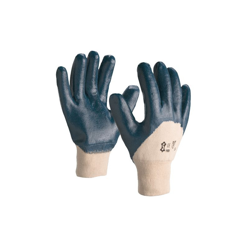 Gant de travail NI150 en coton enduit nitrile blanc bleu T8 1190B T.08