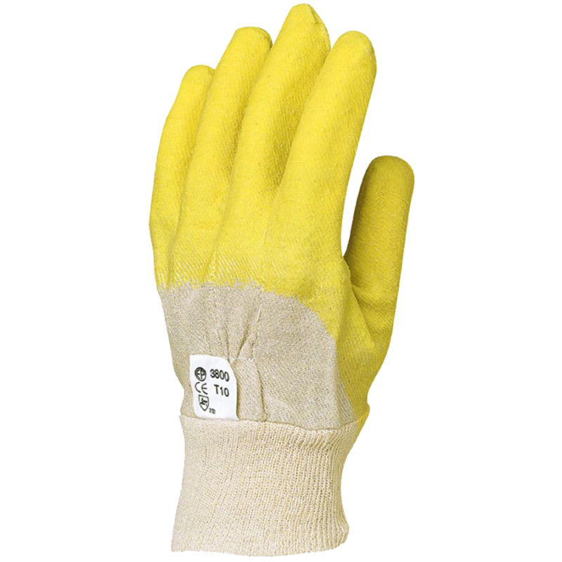 Gant de travail EUROTECHNIQUE enduit latex crêpé gris jaune T10 COVERGUARD 3800