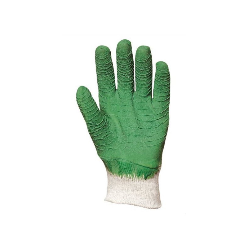 Gants de travail EUROTECHNIQUE enduit latex crêpe blanc vert T10 COVERGUARD 3805