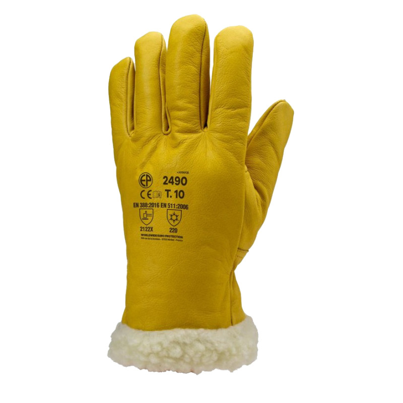 Gant américain ISLANDE EUROTECHNIQUE thermique fourré cuir jaune T10 COVERGUARD 2490