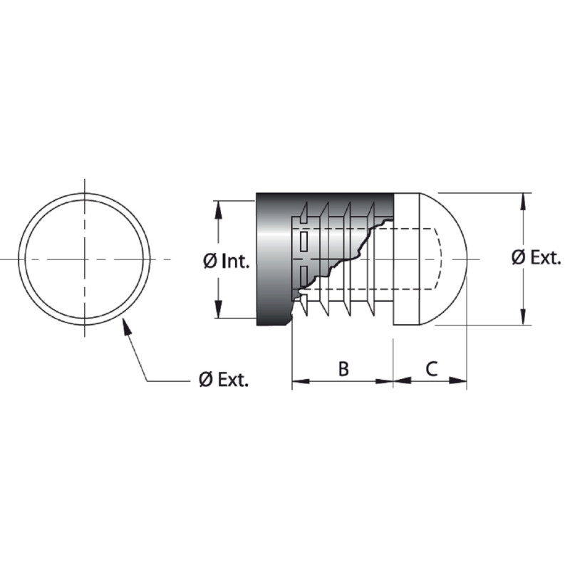 Embout intérieur rond plastique noir 32mm FORTAPS 20 32