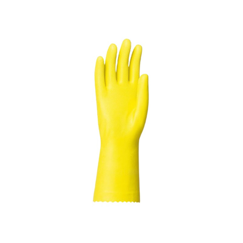 Gants de ménage en latex floqué coton jaune T9 SINGER LAT2005.9