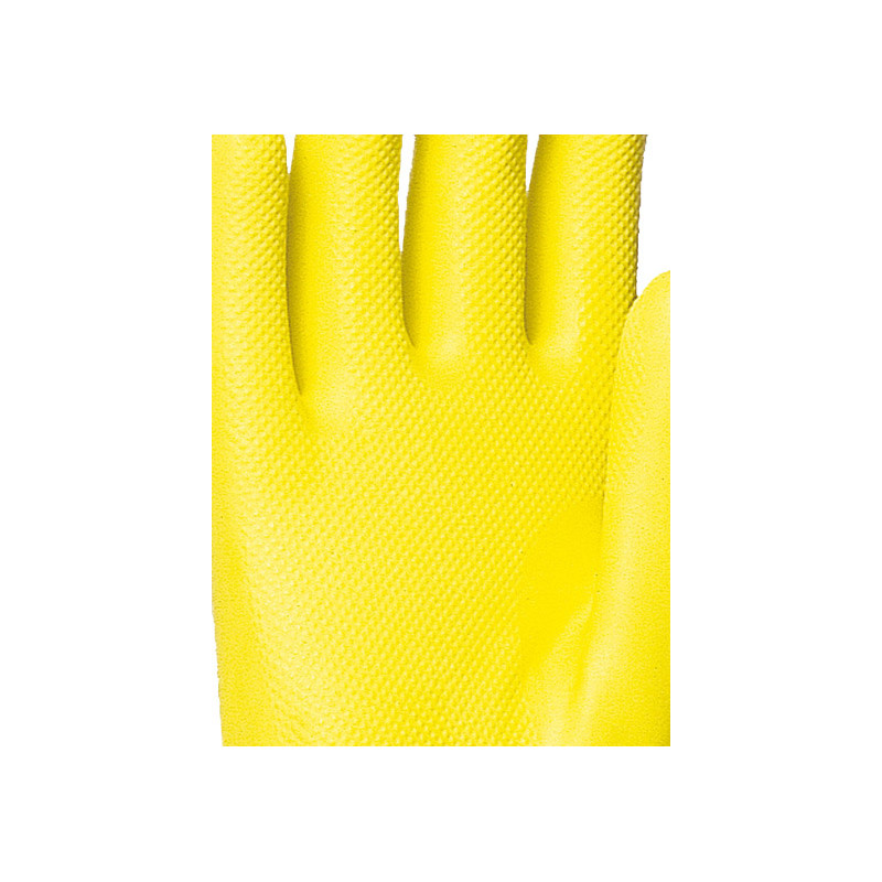 Gants de ménage en latex floqué coton jaune T9 SINGER LAT2005.9