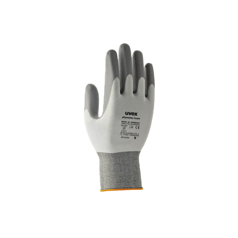 Gants tricotés PHYNOMIC FOAM enduit mousse aquapolymère gris gris foncé T10 UVEX CT10