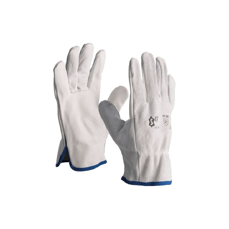 Gants de protection cuir paume fleur et dos croûte de bovin T9 naturel L3MN.T9