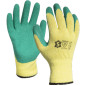 Sachet 12 paires de gants tricoté enduit en latex poignet bord cote jaune vert T10 7032E12