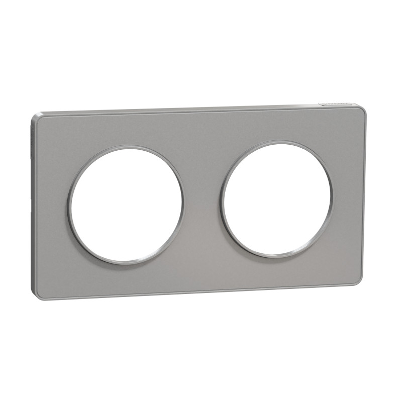 Plaque ODACE Touch aluminium 2 postes horizontal vertical entraxe 71mm SCHNEIDER ELECTRIC S530804