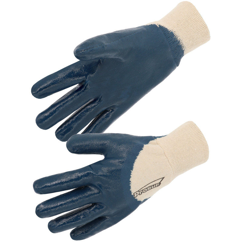 Lot 10 paires de gants nitrile enduction lourde écru bleu T9 SINGER NBR132609