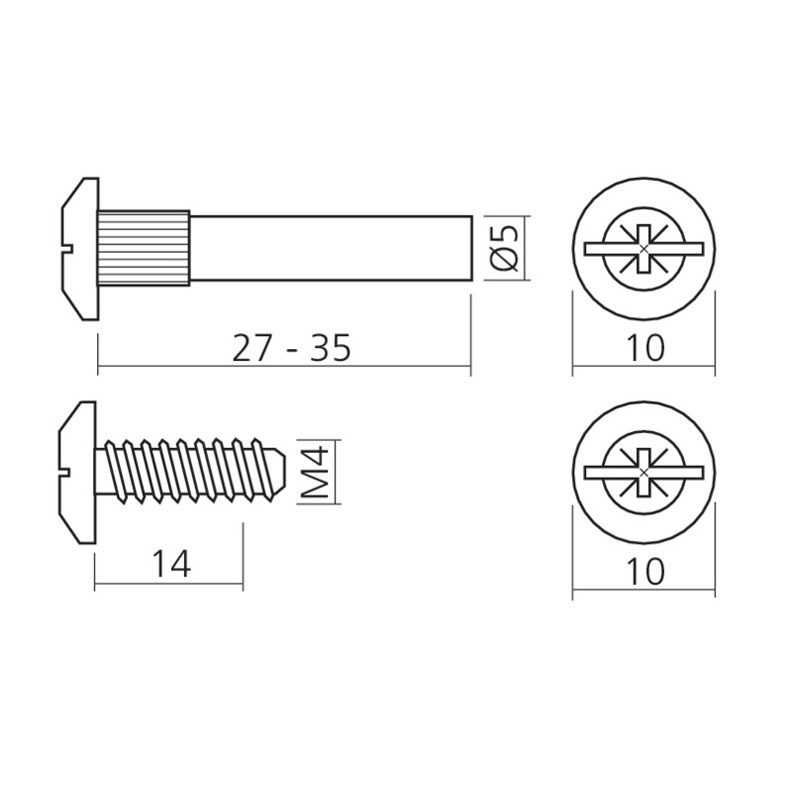 Vis relieuse M4 nickelé pour serrage de 29 à 39mm LMC GROUP VIS56527NI