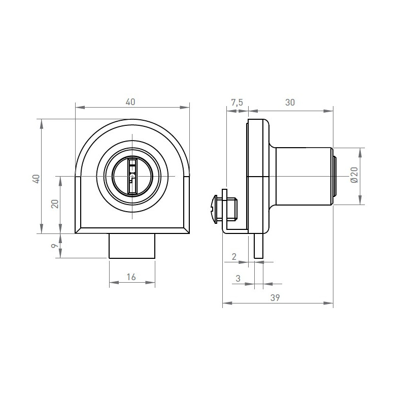 Serrure BASICO pour porte en verre sans perçage nickelé OJMAR F513917.201NI