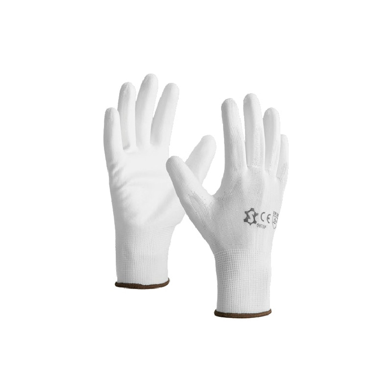 Gants tricotés en polyester enduction Polyuréthane blanc T8 5071P T.08