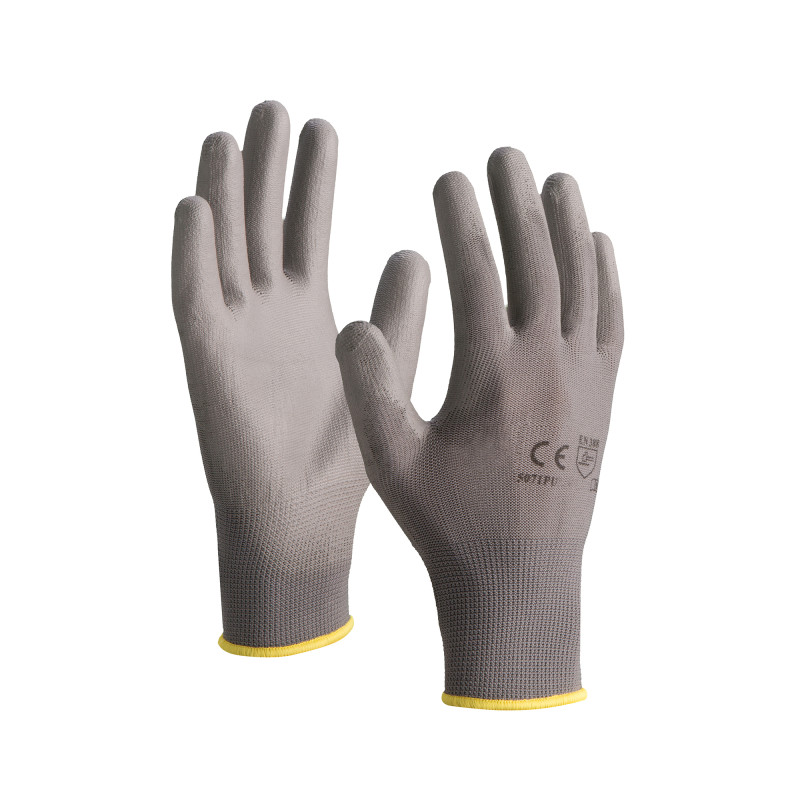 Gants tricotés polyester enduction polyuréthane gris T8 5071PUL