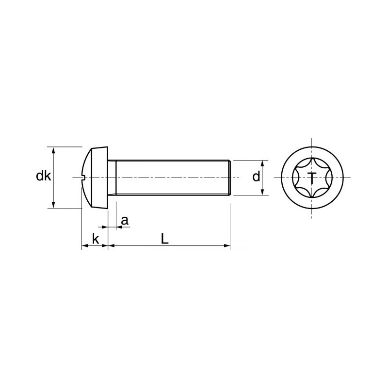 Vis à métaux tête cylindrique bombée torx inox A2 ISO 14583 3X10 boîte de 200 ACTON 622313X10