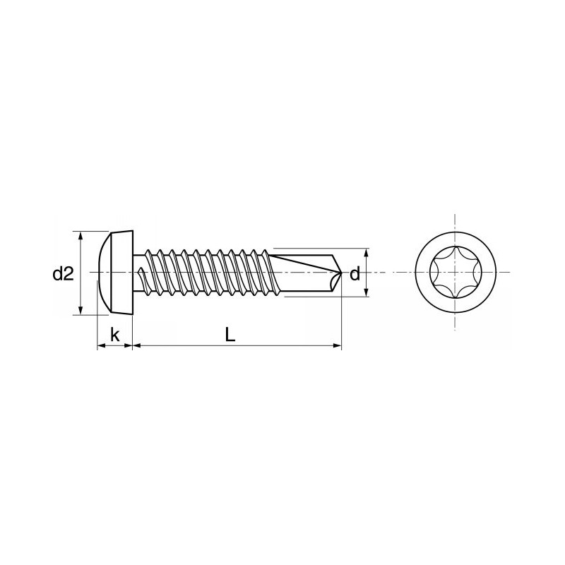 Vis autoperceuse tête cylindrique bombée 6 lobes internes inox A2 DIN7504 M 5,5X38 boîte de 100 ACTON 624355,5X38