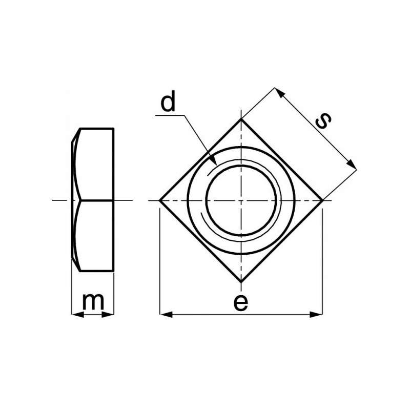 Ecrou carrée A2 DIN 557 M8 boîte de 200 ACTON 626138