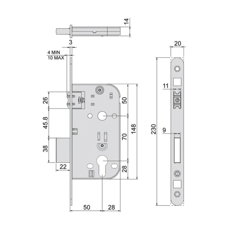 Coffre monopoint à larder à rouleau reglable axe 50mm inox MARC 1725950095