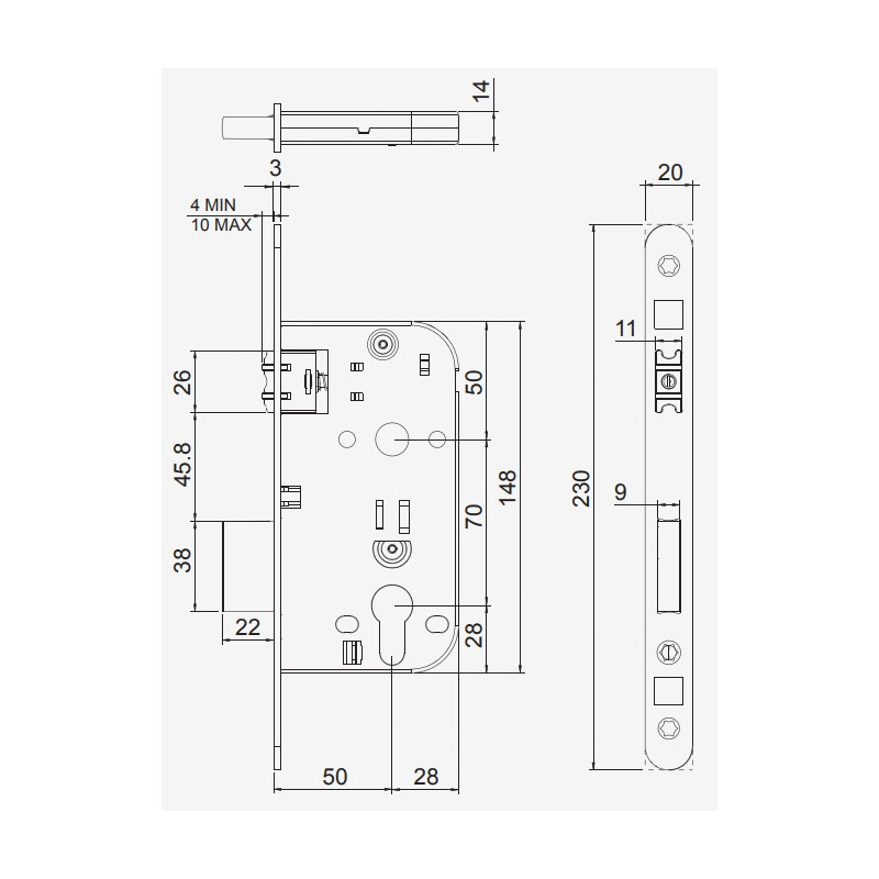 Coffre monopoint à larder à rouleau reglable axe 50mm inox MARC 1725950095