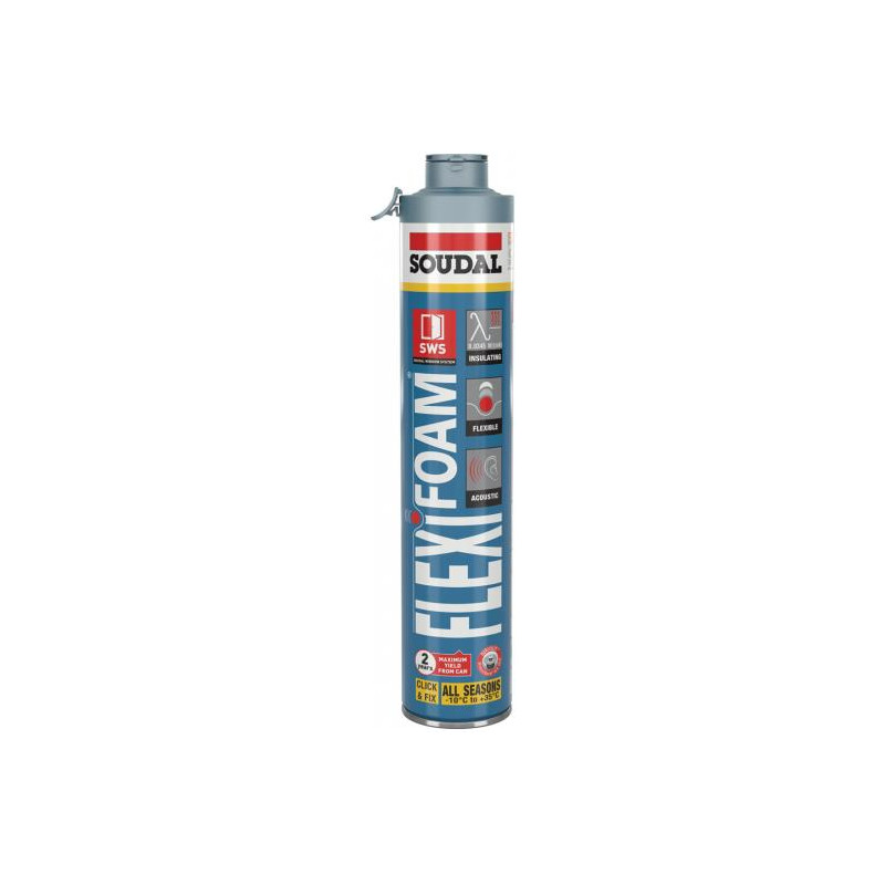 Mousse PU Flexifoam Gun bleu Click & Fix 750ml RT2012 SOUDAL 118318