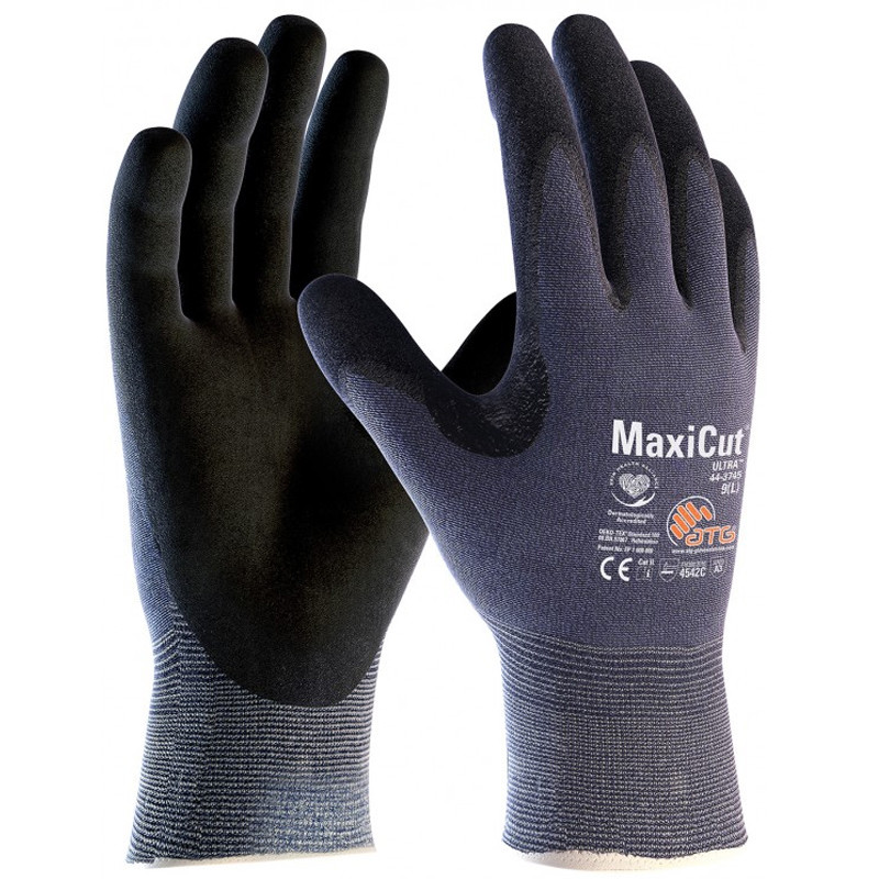 Gants de travail tricoté vanisé nylon MaxiCut® Ultra™ bleu noir T8 ATG AT443745 ZZ08ACA