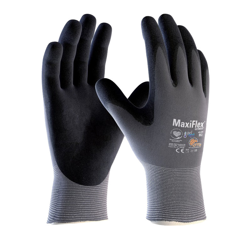 Gants de travail tricoté MAXIFLEX ULTIMATE enduit mousse de nitrile gris foncé bleu marine T9 ATG MXFLULT874AD 09