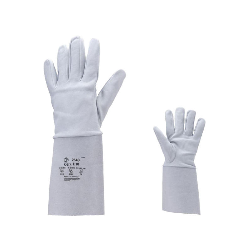 Gants de soudeur EUROWELD fleur agneau type argon manchette croûte gris T10 COVERGUARD 2540