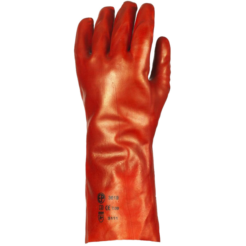 Gant tricoté EUROTECHNIQUE enduit PVC 36cm rouge T10 COVERGUARD 3620