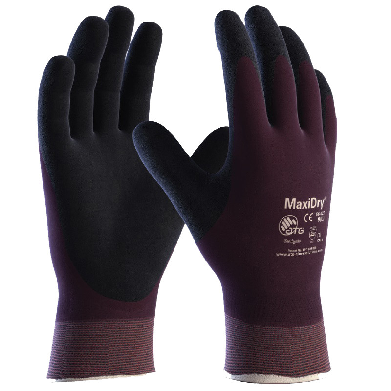 Gants de protection tricotés MAXIDRY® OIL™ rouge pourpre noir T9 ATG AT056427 ZZ09AIN