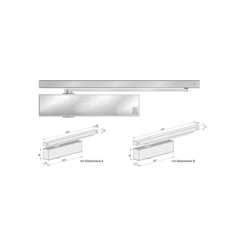 Ferme porte TS 41 avec bras glissière B finition argent ECO SCHULTE 5030011743