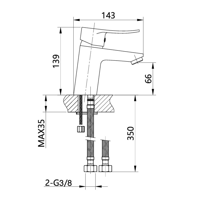 Mitigeur de lavabo NOVA+ NF C2 monocommande GARIS